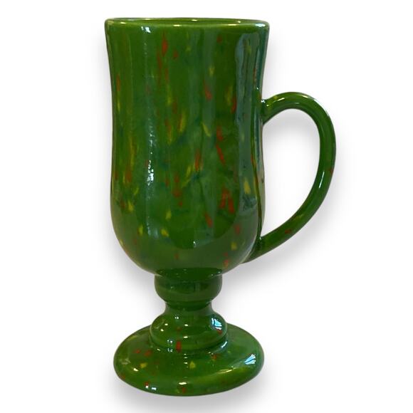 Vintage 70s Handmade Ceramic Psychedelic Green Yellow Orange Irish Coffee Mug - Picture 15 of 16